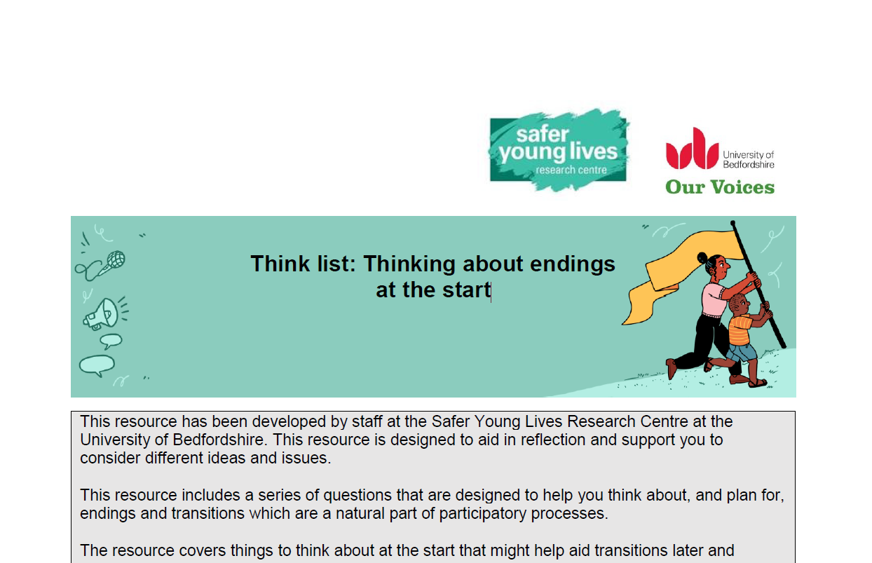 An image of the front page of the resource which includes a banner of a practitioner and young person holding a flag